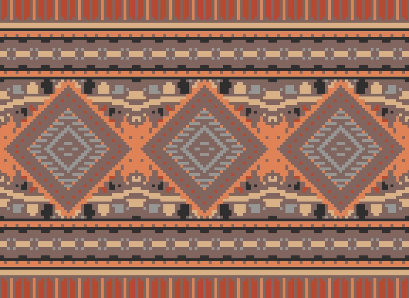 pixel korsa sy traditionell etnisk mönster paisley blomma ikat bakgrund abstrakt aztec afrikansk indonesiska indisk sömlös mönster för tyg skriva ut trasa klänning matta gardiner och sarong vektor