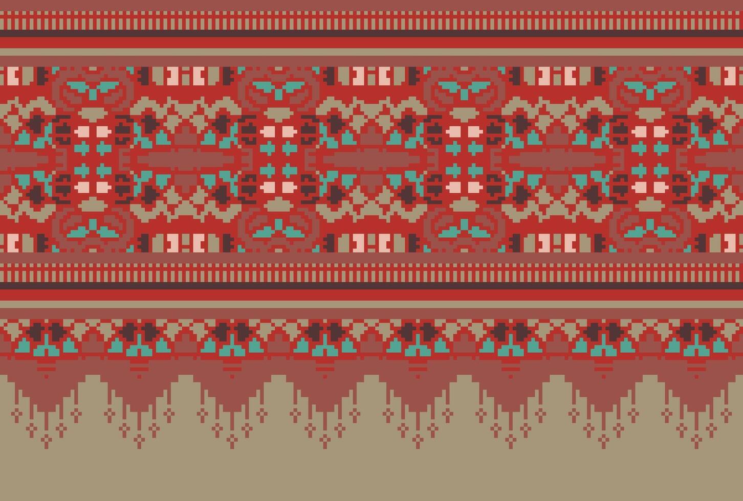 pixel korsa sy traditionell etnisk mönster paisley blomma ikat bakgrund abstrakt aztec afrikansk indonesiska indisk sömlös mönster för tyg skriva ut trasa klänning matta gardiner och sarong vektor