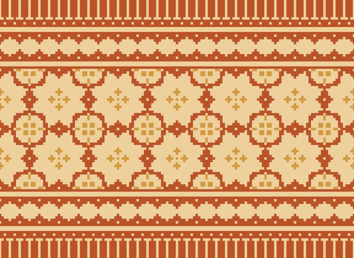 pixel korsa sy traditionell etnisk mönster paisley blomma ikat bakgrund abstrakt aztec afrikansk indonesiska indisk sömlös mönster för tyg skriva ut trasa klänning matta gardiner och sarong vektor