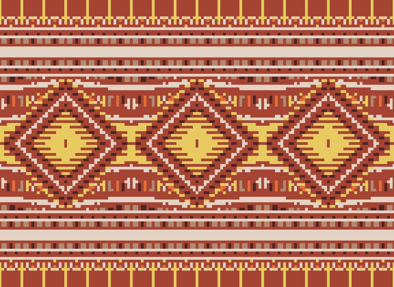 pixel korsa sy traditionell etnisk mönster paisley blomma ikat bakgrund abstrakt aztec afrikansk indonesiska indisk sömlös mönster för tyg skriva ut trasa klänning matta gardiner och sarong vektor