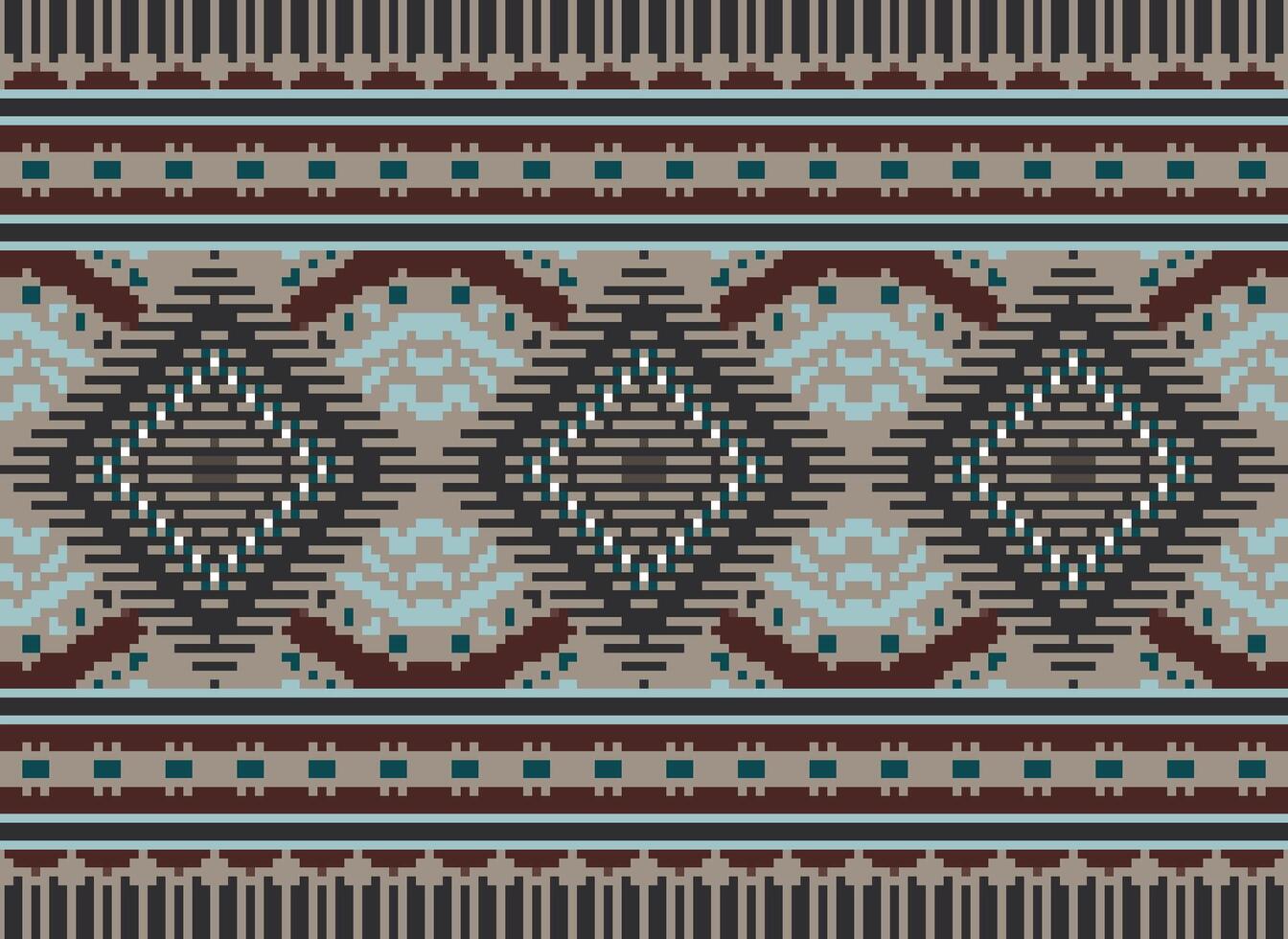 pixel korsa sy traditionell etnisk mönster paisley blomma ikat bakgrund abstrakt aztec afrikansk indonesiska indisk sömlös mönster för tyg skriva ut trasa klänning matta gardiner och sarong vektor