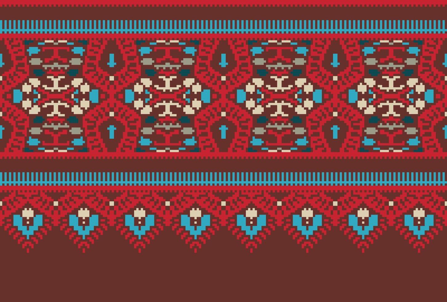 pixel korsa sy mönster med blommig mönster. traditionell korsa sy handarbete. geometrisk etnisk mönster, broderi, textil- ornament, tyg, hand sys mönster, kulturell söm vektor