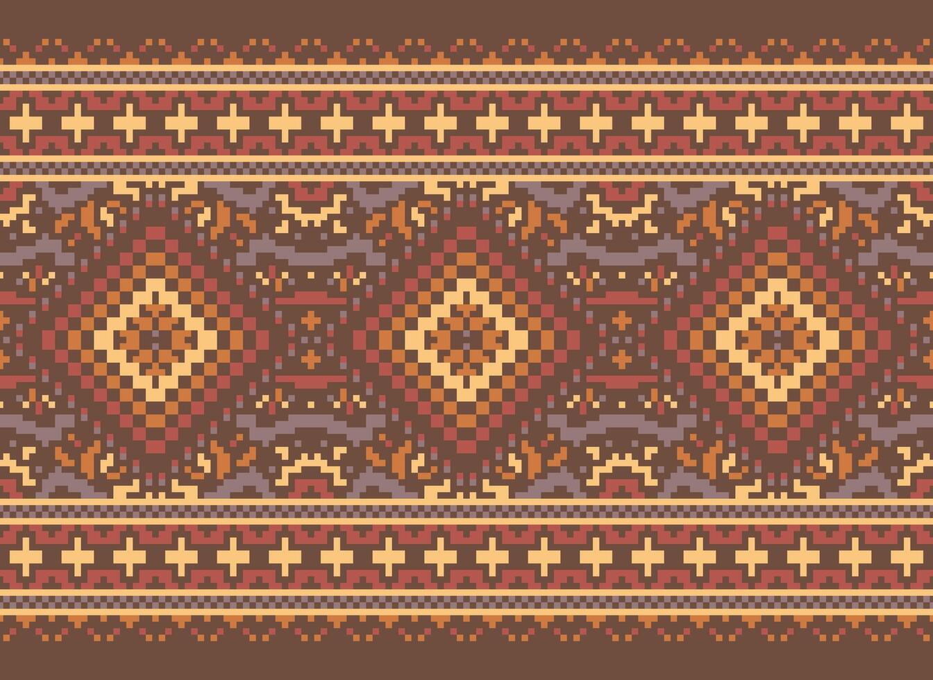 pixel korsa sy traditionell etnisk mönster paisley blomma ikat bakgrund abstrakt aztec afrikansk indonesiska indisk sömlös mönster för tyg skriva ut trasa klänning matta gardiner och sarong vektor