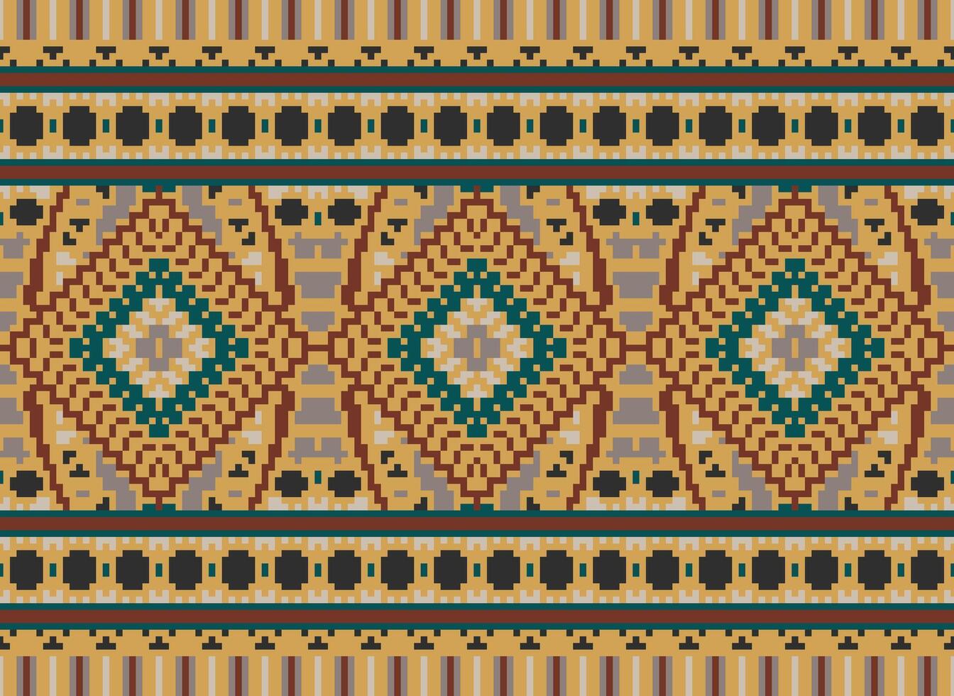 pixel korsa sy traditionell etnisk mönster paisley blomma ikat bakgrund abstrakt aztec afrikansk indonesiska indisk sömlös mönster för tyg skriva ut trasa klänning matta gardiner och sarong vektor