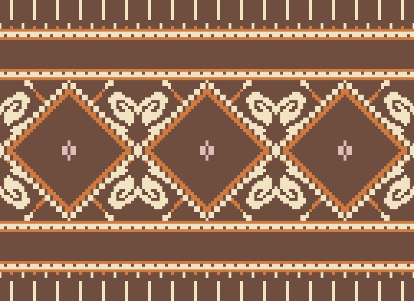 Pixel Kreuz Stich traditionell ethnisch Muster Paisley Blume Ikat Hintergrund abstrakt aztekisch afrikanisch indonesisch indisch nahtlos Muster zum Stoff drucken Stoff Kleid Teppich Vorhänge und Sarong vektor