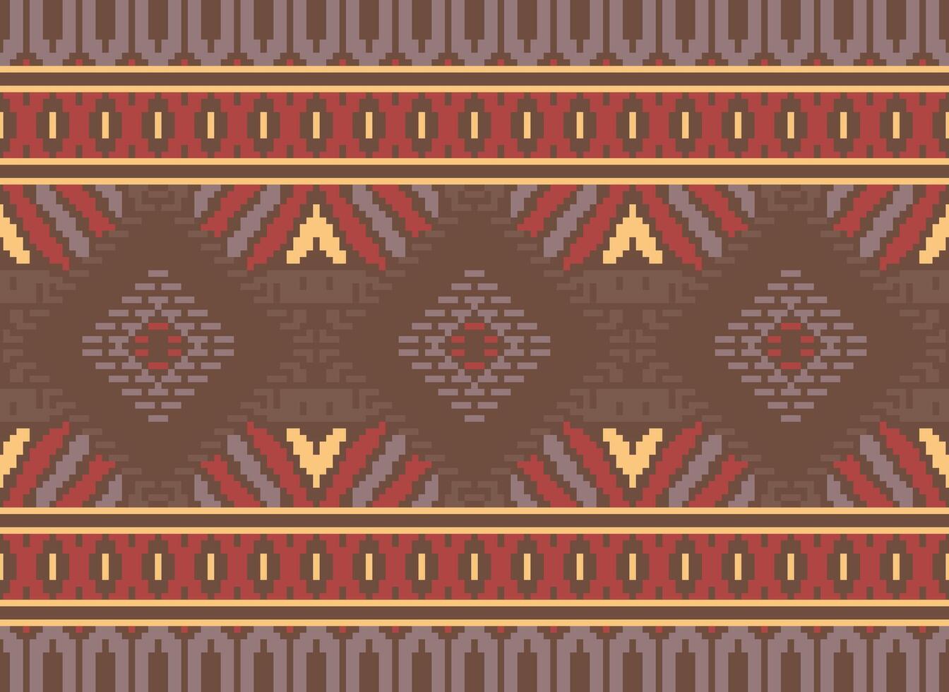 pixel korsa sy traditionell etnisk mönster paisley blomma ikat bakgrund abstrakt aztec afrikansk indonesiska indisk sömlös mönster för tyg skriva ut trasa klänning matta gardiner och sarong vektor