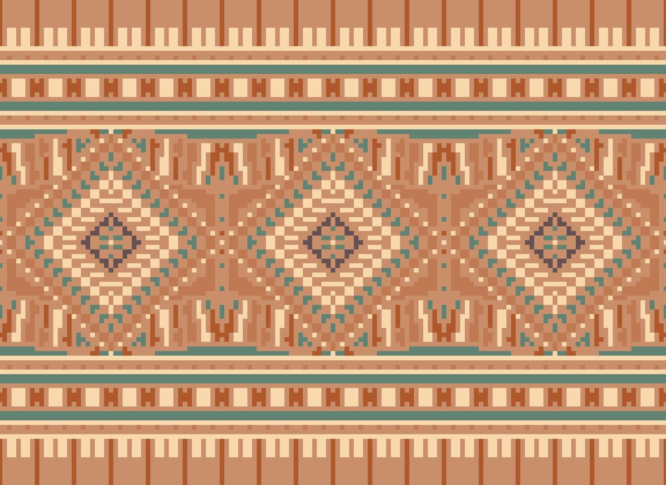 pixel korsa sy traditionell etnisk mönster paisley blomma ikat bakgrund abstrakt aztec afrikansk indonesiska indisk sömlös mönster för tyg skriva ut trasa klänning matta gardiner och sarong vektor