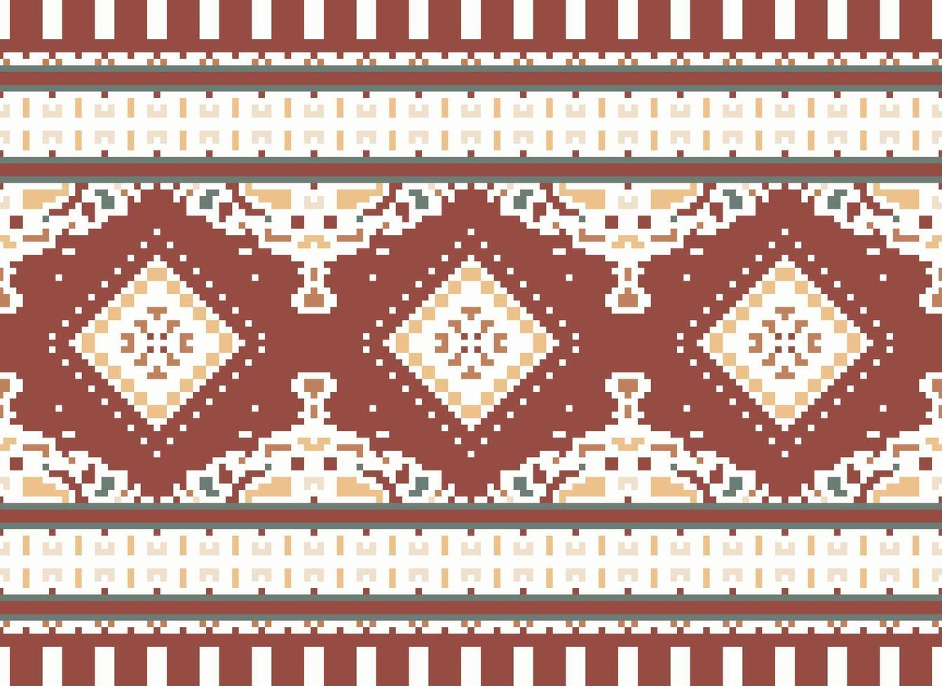 pixel korsa sy traditionell etnisk mönster paisley blomma ikat bakgrund abstrakt aztec afrikansk indonesiska indisk sömlös mönster för tyg skriva ut trasa klänning matta gardiner och sarong vektor