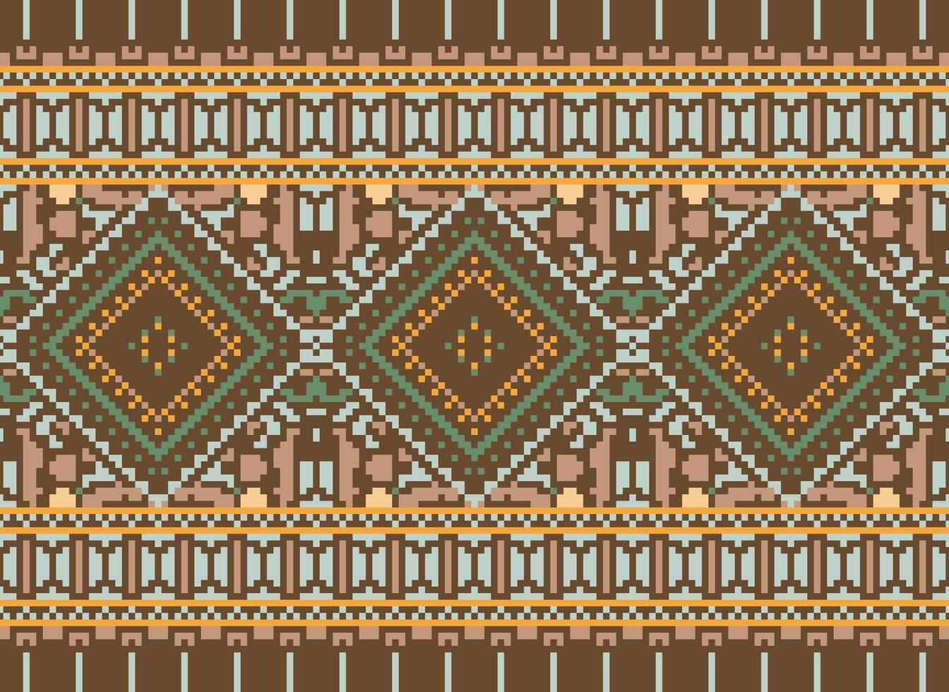 pixel korsa sy traditionell etnisk mönster paisley blomma ikat bakgrund abstrakt aztec afrikansk indonesiska indisk sömlös mönster för tyg skriva ut trasa klänning matta gardiner och sarong vektor