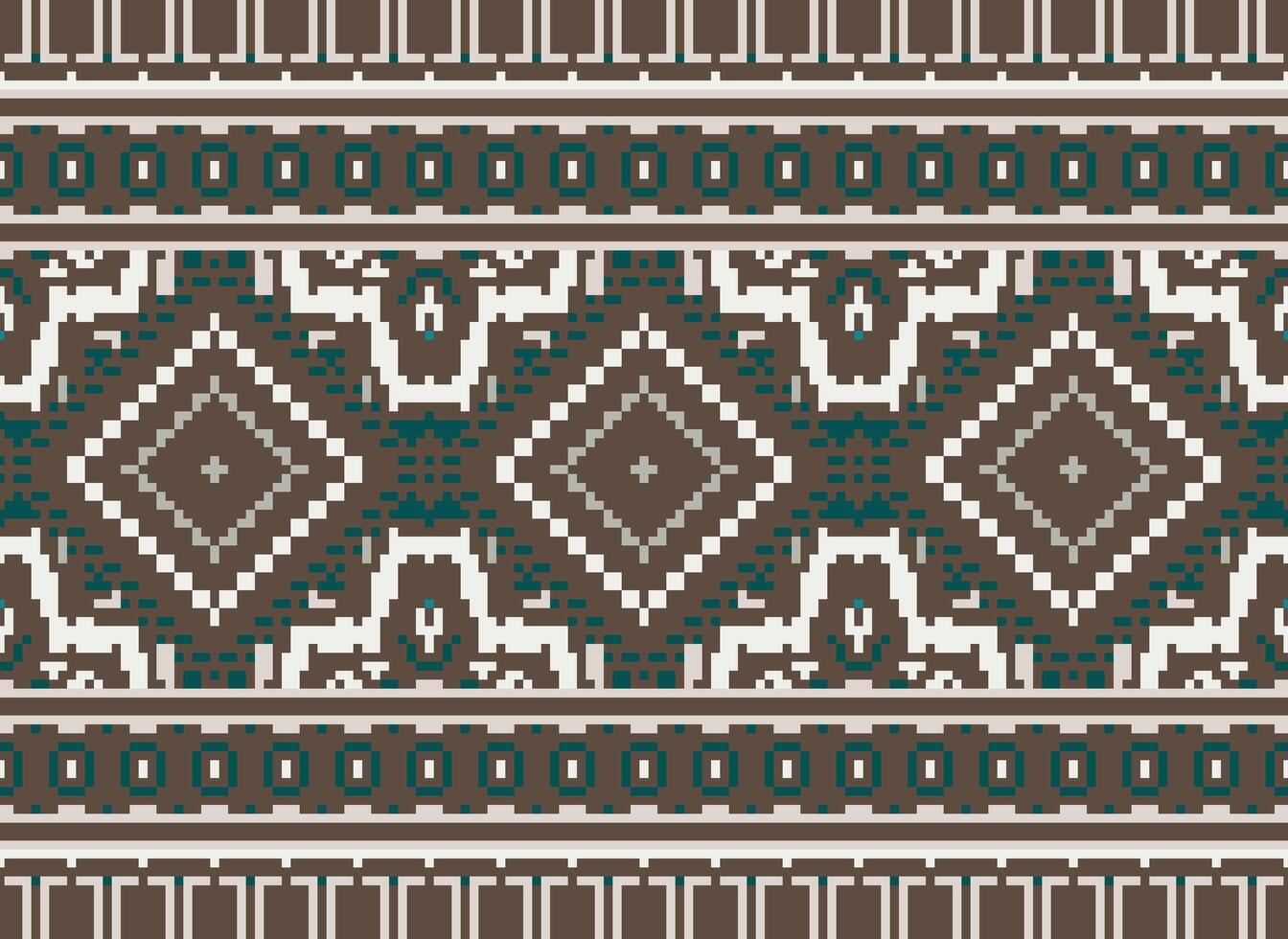 pixel korsa sy traditionell etnisk mönster paisley blomma ikat bakgrund abstrakt aztec afrikansk indonesiska indisk sömlös mönster för tyg skriva ut trasa klänning matta gardiner och sarong vektor