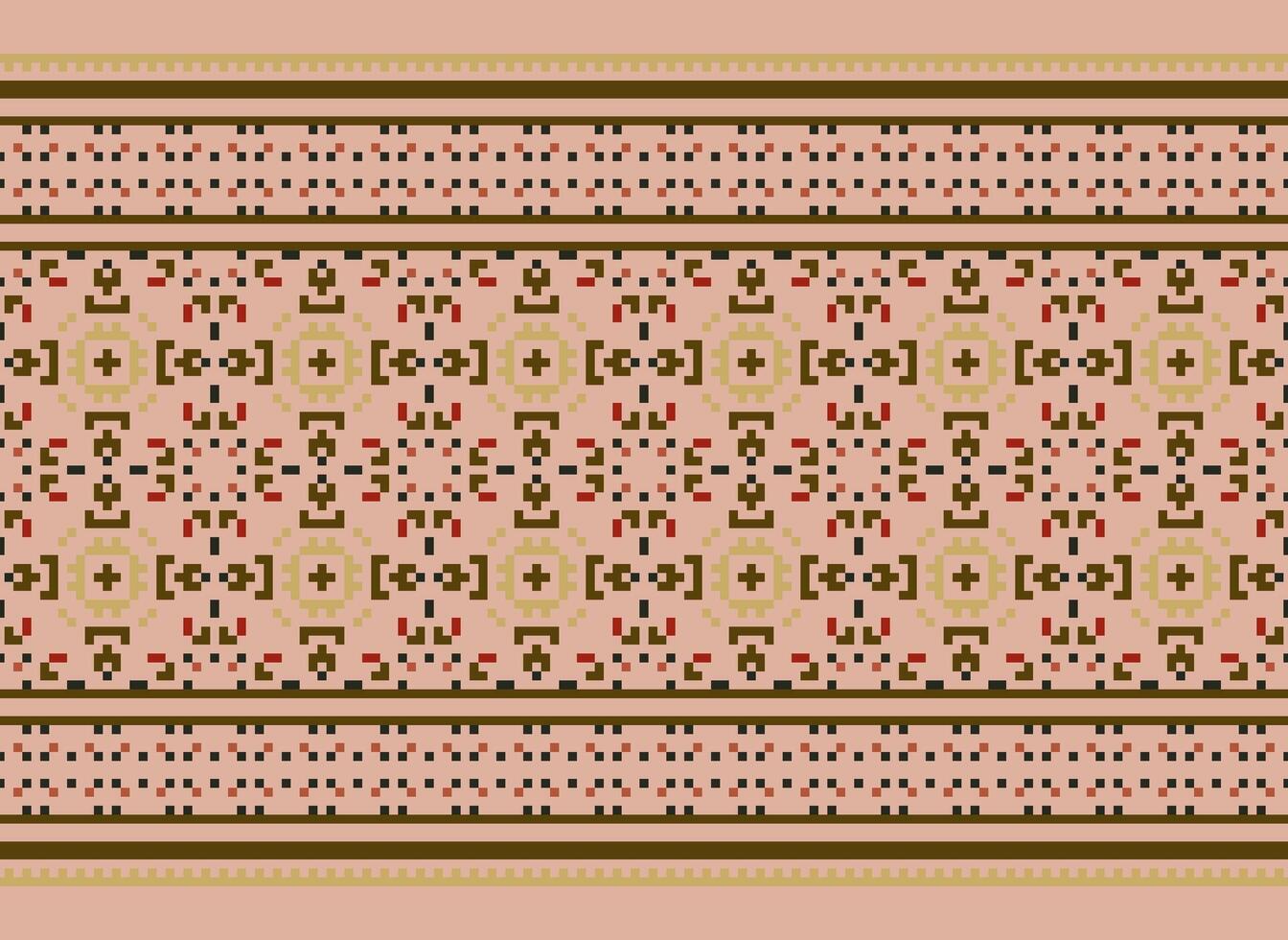 Pixel Kreuz Stich traditionell ethnisch Muster Paisley Blume Ikat Hintergrund abstrakt aztekisch afrikanisch indonesisch indisch nahtlos Muster zum Stoff drucken Stoff Kleid Teppich Vorhänge und Sarong vektor