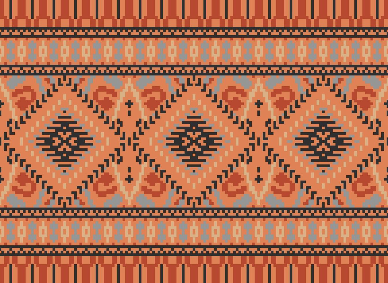 pixel korsa sy traditionell etnisk mönster paisley blomma ikat bakgrund abstrakt aztec afrikansk indonesiska indisk sömlös mönster för tyg skriva ut trasa klänning matta gardiner och sarong vektor