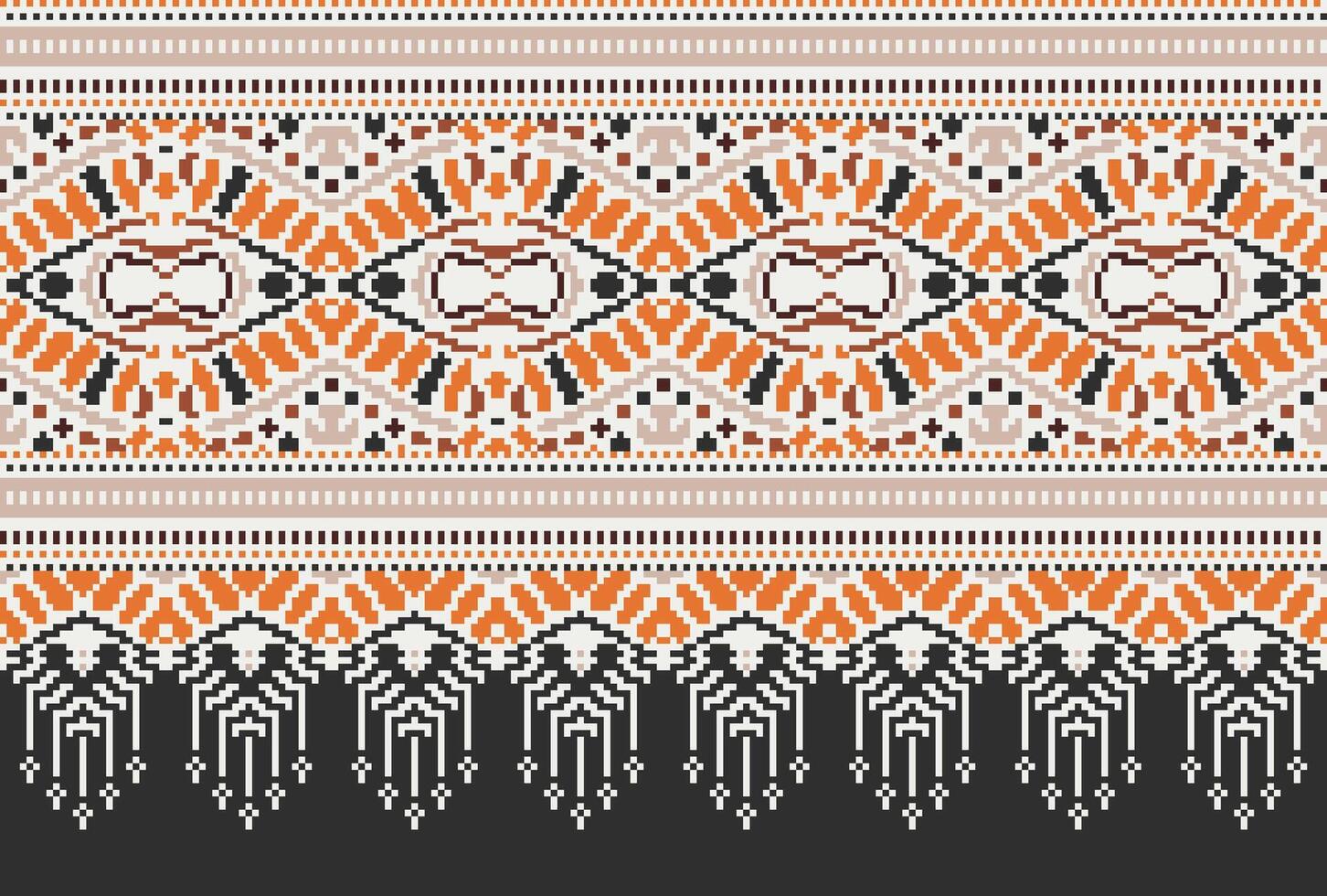 Pixel Kreuz Stich traditionell ethnisch Muster Paisley Blume Ikat Hintergrund abstrakt aztekisch afrikanisch indonesisch indisch nahtlos Muster zum Stoff drucken Stoff Kleid Teppich Vorhänge und Sarong vektor