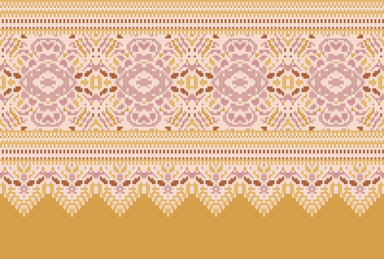 Kreuz Stich traditionell ethnisch Muster Paisley Blume Ikat Hintergrund abstrakt aztekisch afrikanisch indonesisch indisch nahtlos Muster zum Stoff drucken Stoff Kleid Teppich Vorhänge und Sarong vektor