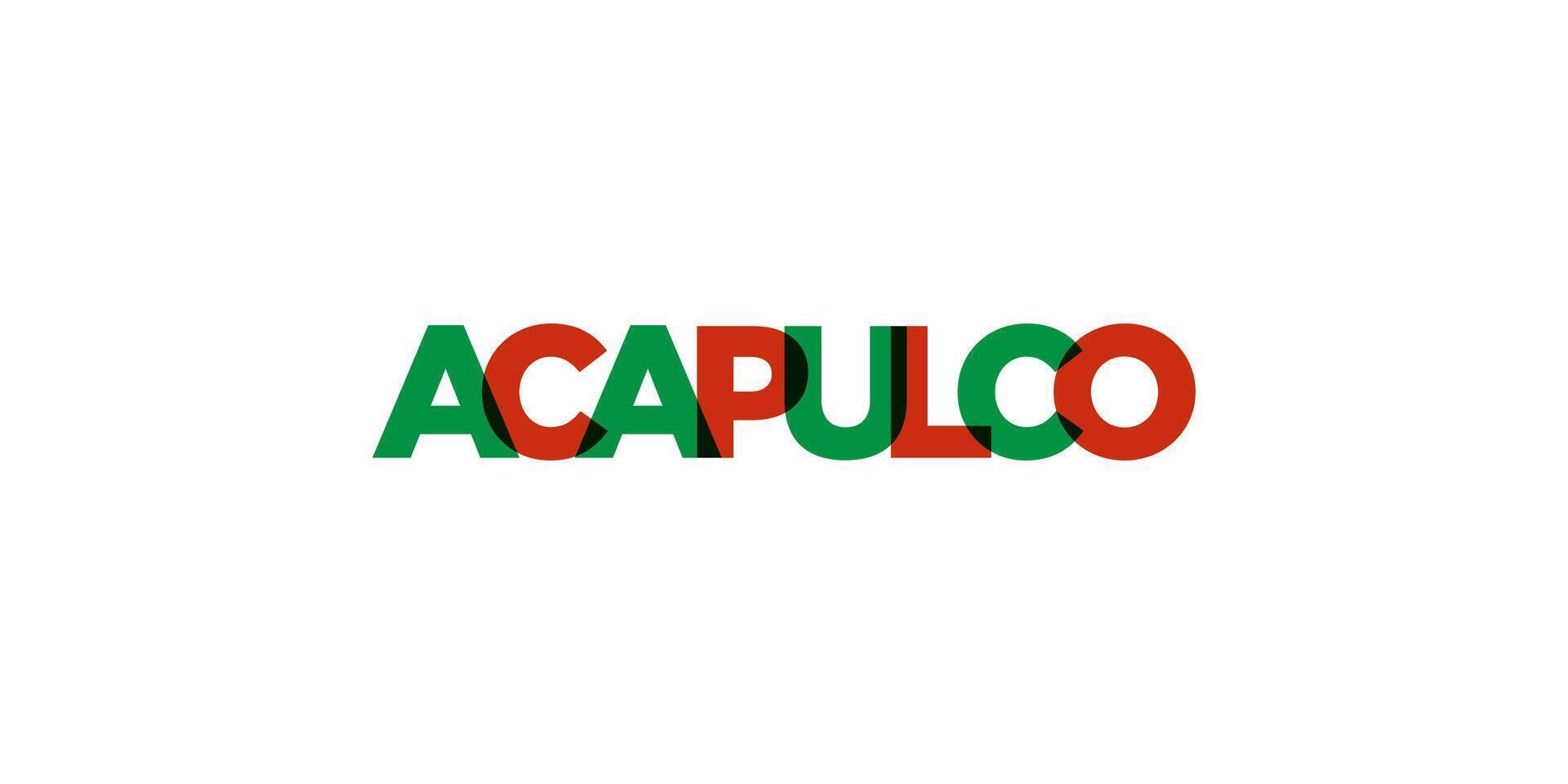 acapulco im das Mexiko Emblem. das Design Eigenschaften ein geometrisch Stil, Vektor Illustration mit Fett gedruckt Typografie im ein modern Schriftart. das Grafik Slogan Beschriftung.