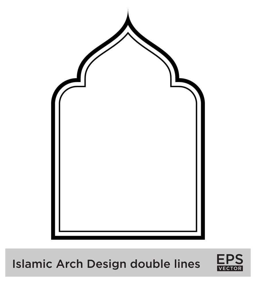 islamic båge design dubbel- rader översikt linjär svart stroke silhuetter design piktogram symbol visuell illustration vektor