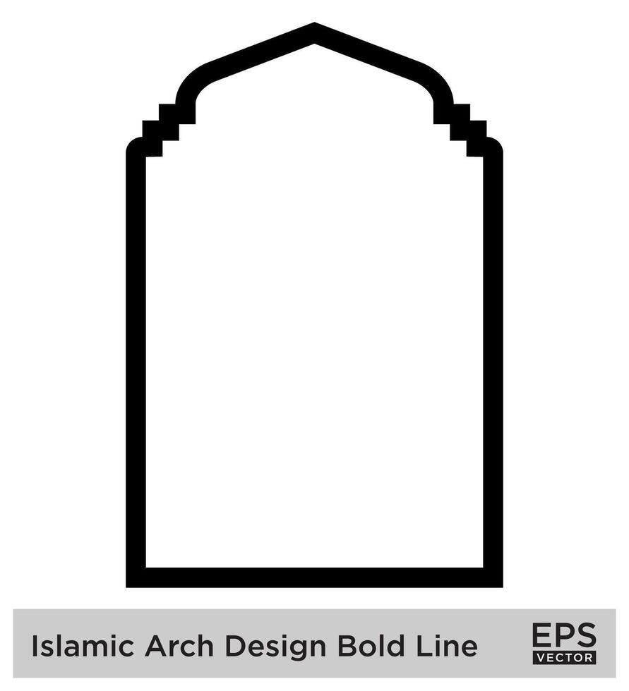 islamisch Bogen Design Fett gedruckt Linie Gliederung linear schwarz Schlaganfall Silhouetten Design Piktogramm Symbol visuell Illustration vektor