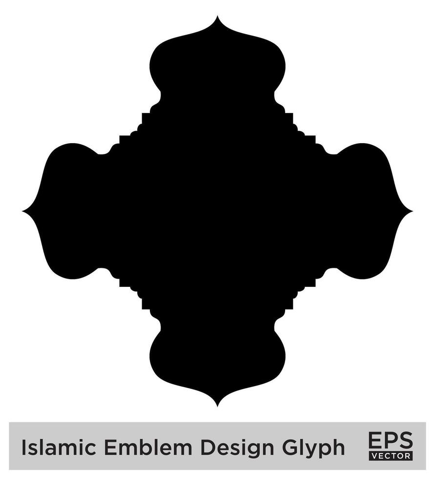 islamic amblem design glyf svart fylld silhuetter design piktogram symbol visuell illustration vektor