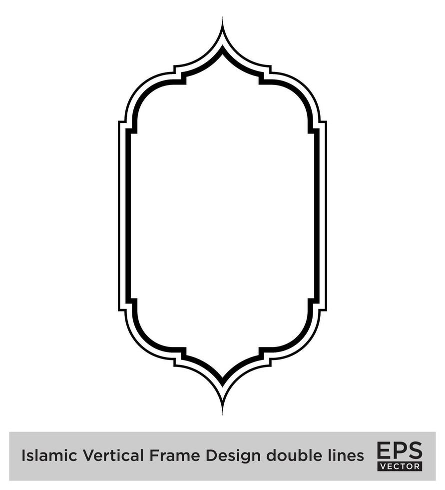 islamisch Vertikale Rahmen Design doppelt Linien schwarz Schlaganfall Silhouetten Design Piktogramm Symbol visuell Illustration vektor