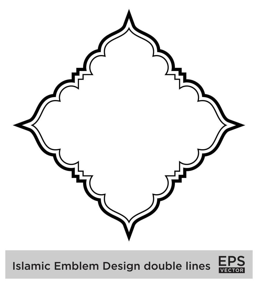 islamic amblem design dubbel- rader svart stroke silhuetter design piktogram symbol visuell illustration vektor