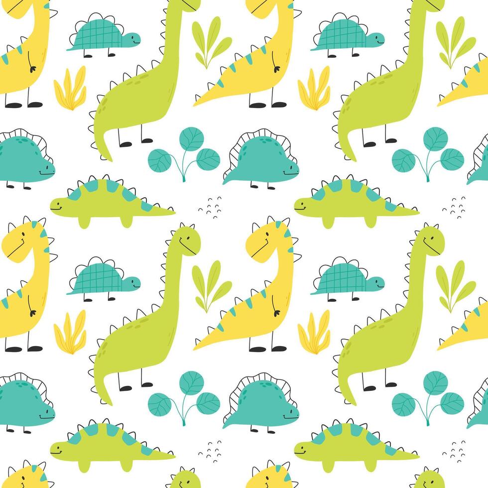 nahtlos Muster mit süß Dinosaurier. Kinder Muster mit dino. Vektor Illustration.