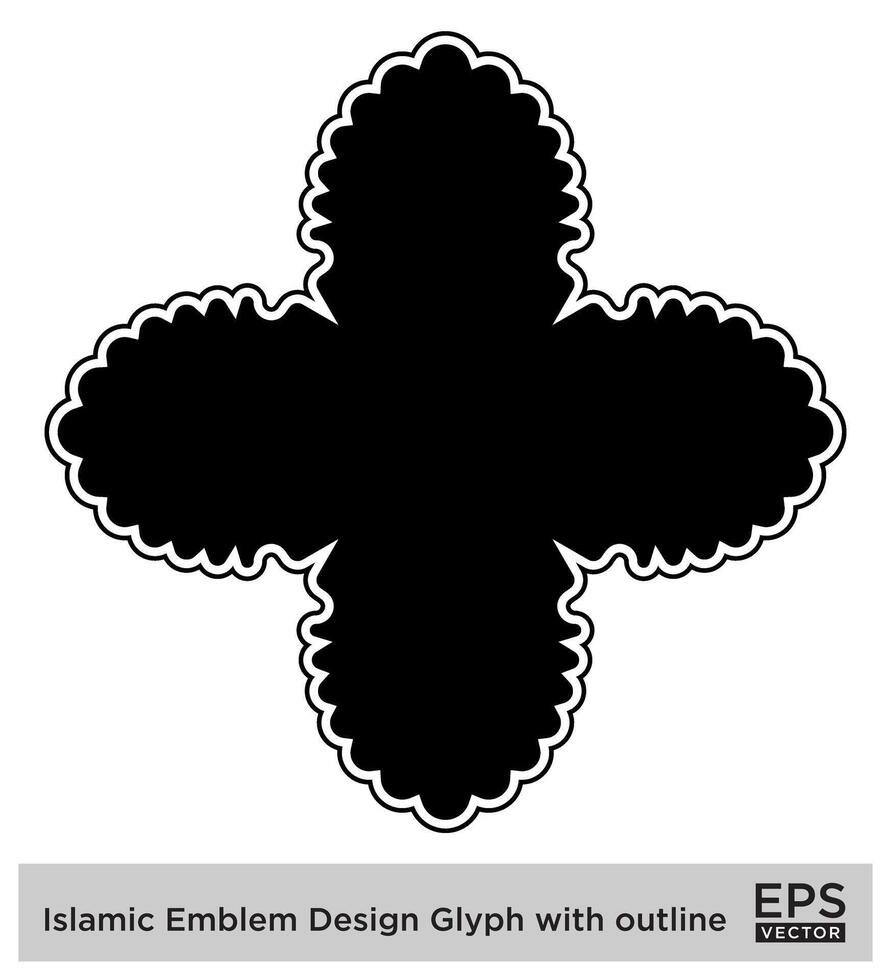 islamisch amblem Design Glyphe mit Gliederung schwarz gefüllt Silhouetten Design Piktogramm Symbol visuell Illustration vektor