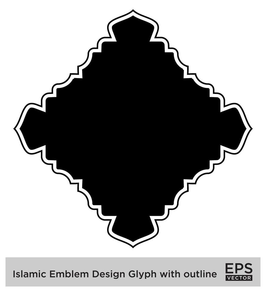 islamisch amblem Design Glyphe mit Gliederung schwarz gefüllt Silhouetten Design Piktogramm Symbol visuell Illustration vektor