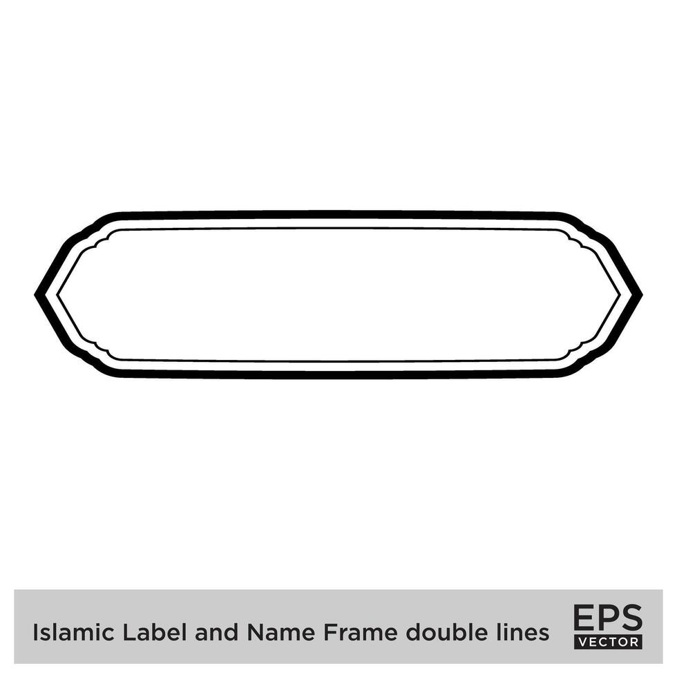 islamisch Etikette und Name Rahmen doppelt Linien Gliederung linear schwarz Schlaganfall Silhouetten Design Piktogramm Symbol visuell Illustration vektor