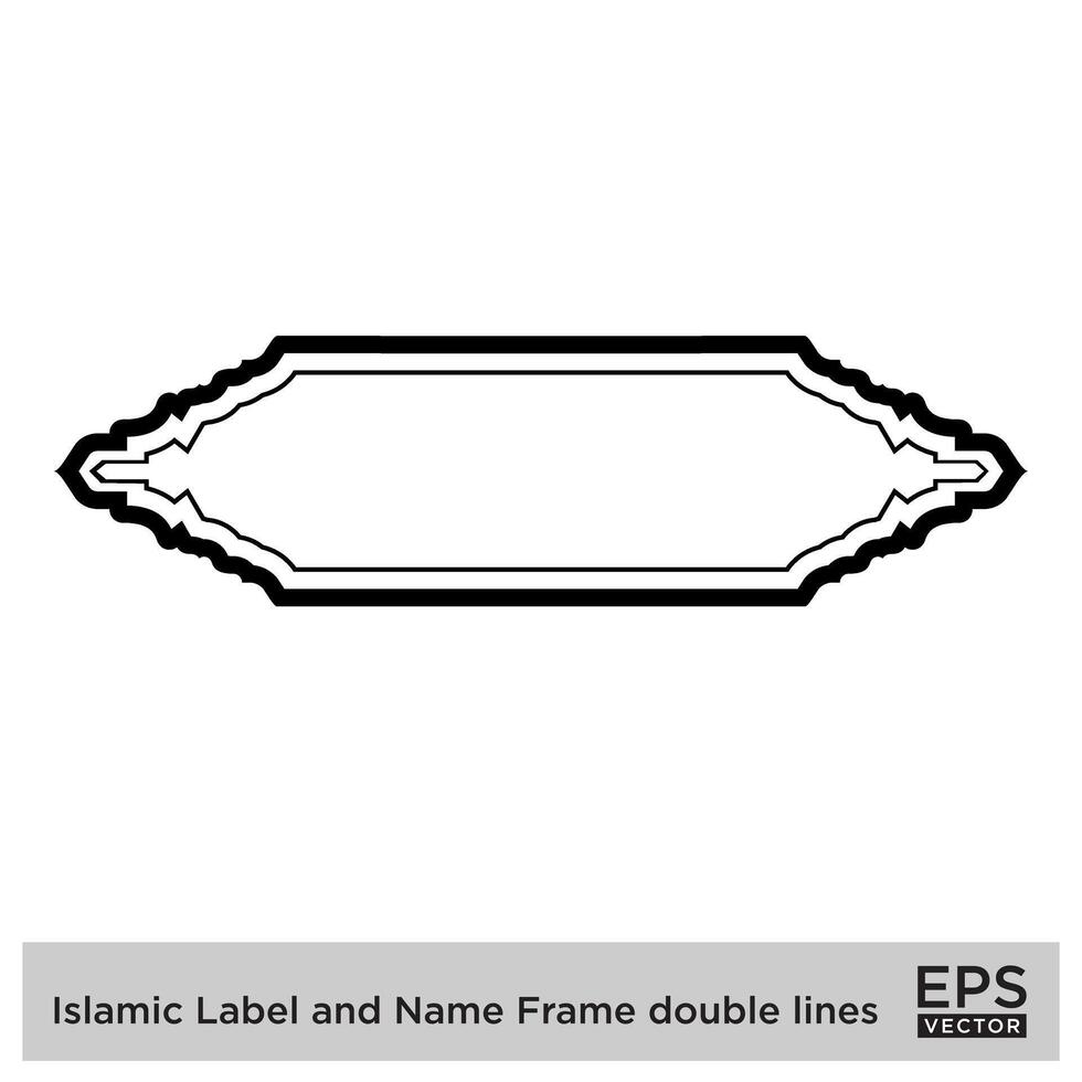 islamisch Etikette und Name Rahmen doppelt Linien Gliederung linear schwarz Schlaganfall Silhouetten Design Piktogramm Symbol visuell Illustration vektor