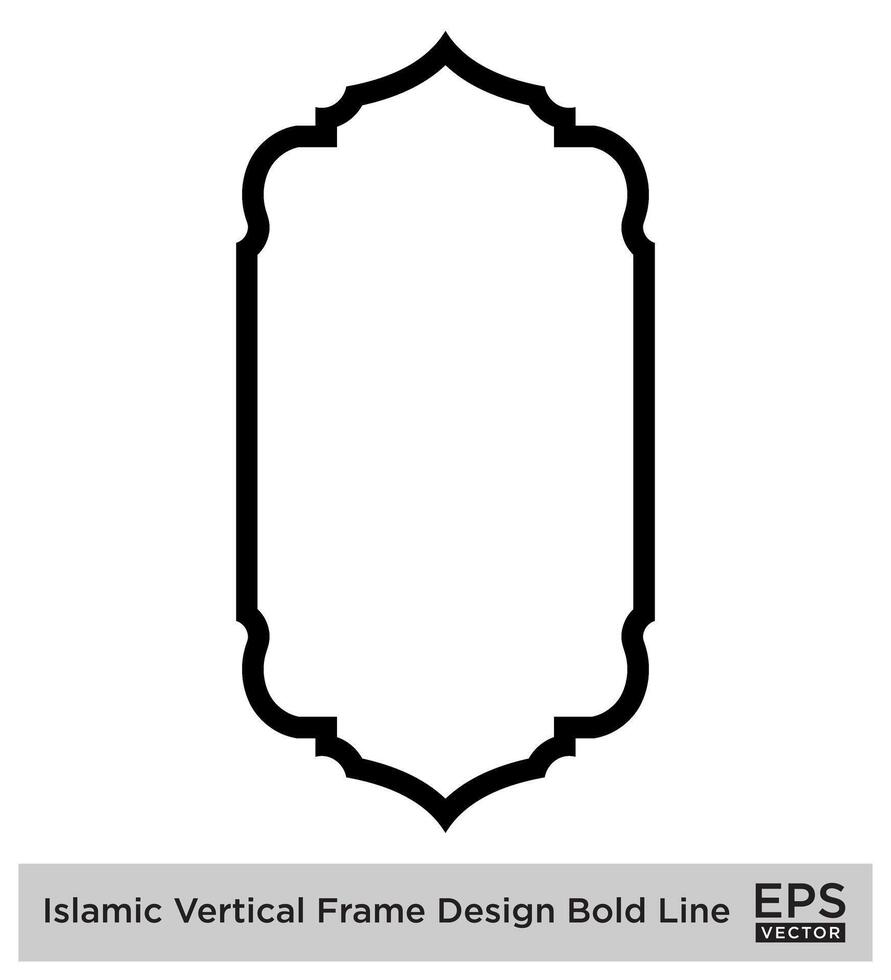 islamisch Vertikale Rahmen Design Fett gedruckt Linie Gliederung linear schwarz Schlaganfall Silhouetten Design Piktogramm Symbol visuell Illustration vektor