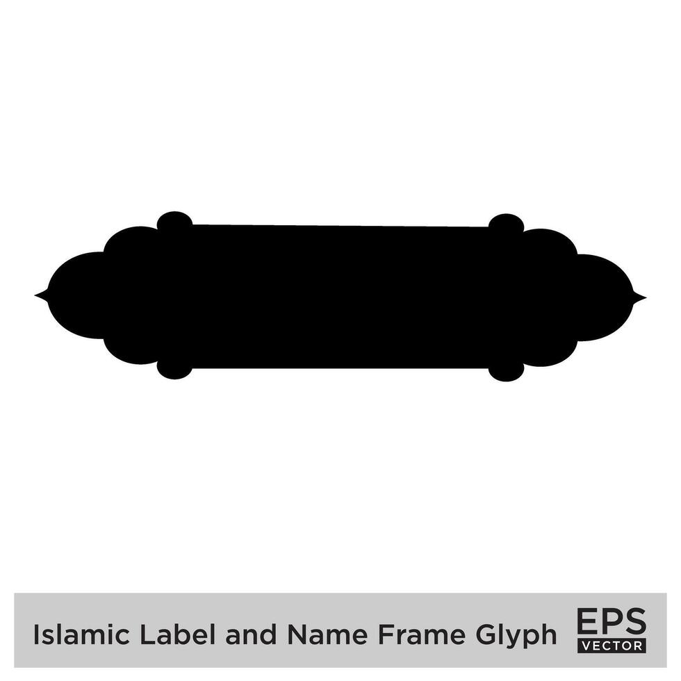 islamisch Etikette und Name Rahmen Glyphe schwarz gefüllt Silhouetten Design Piktogramm Symbol visuell Illustration vektor