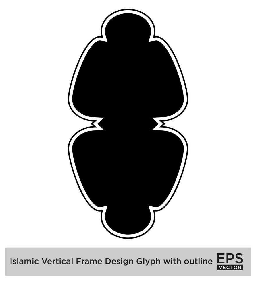islamisch Vertikale Rahmen Design Glyphe mit Gliederung schwarz gefüllt Silhouetten Design Piktogramm Symbol visuell Illustration vektor