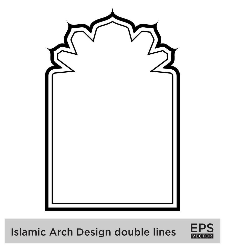 islamisch Bogen Design doppelt Linien Gliederung linear schwarz Schlaganfall Silhouetten Design Piktogramm Symbol visuell Illustration vektor