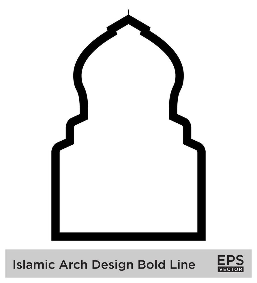 islamisch Bogen Design Fett gedruckt Linie Gliederung linear schwarz Schlaganfall Silhouetten Design Piktogramm Symbol visuell Illustration vektor