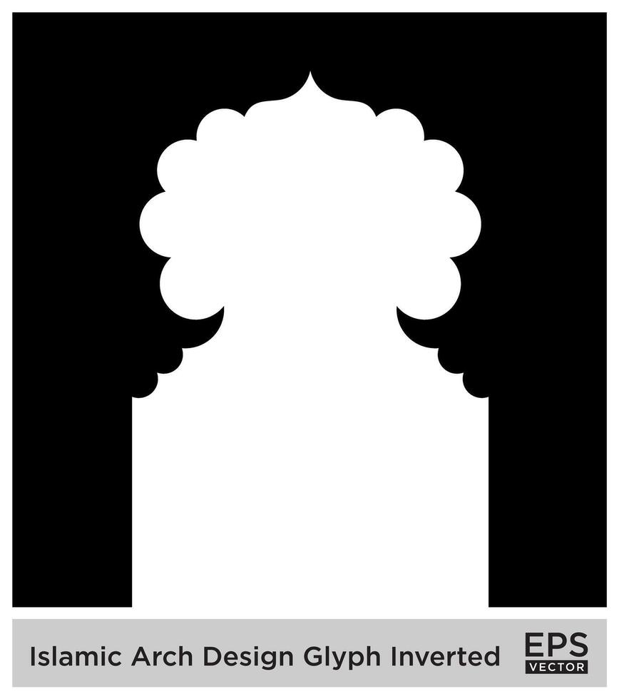 islamic båge design glyf omvänd svart fylld silhuetter design piktogram symbol visuell illustration vektor