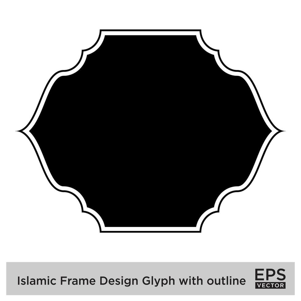 islamisch Rahmen Design Glyphe mit Gliederung schwarz gefüllt Silhouetten Design Piktogramm Symbol visuell Illustration vektor