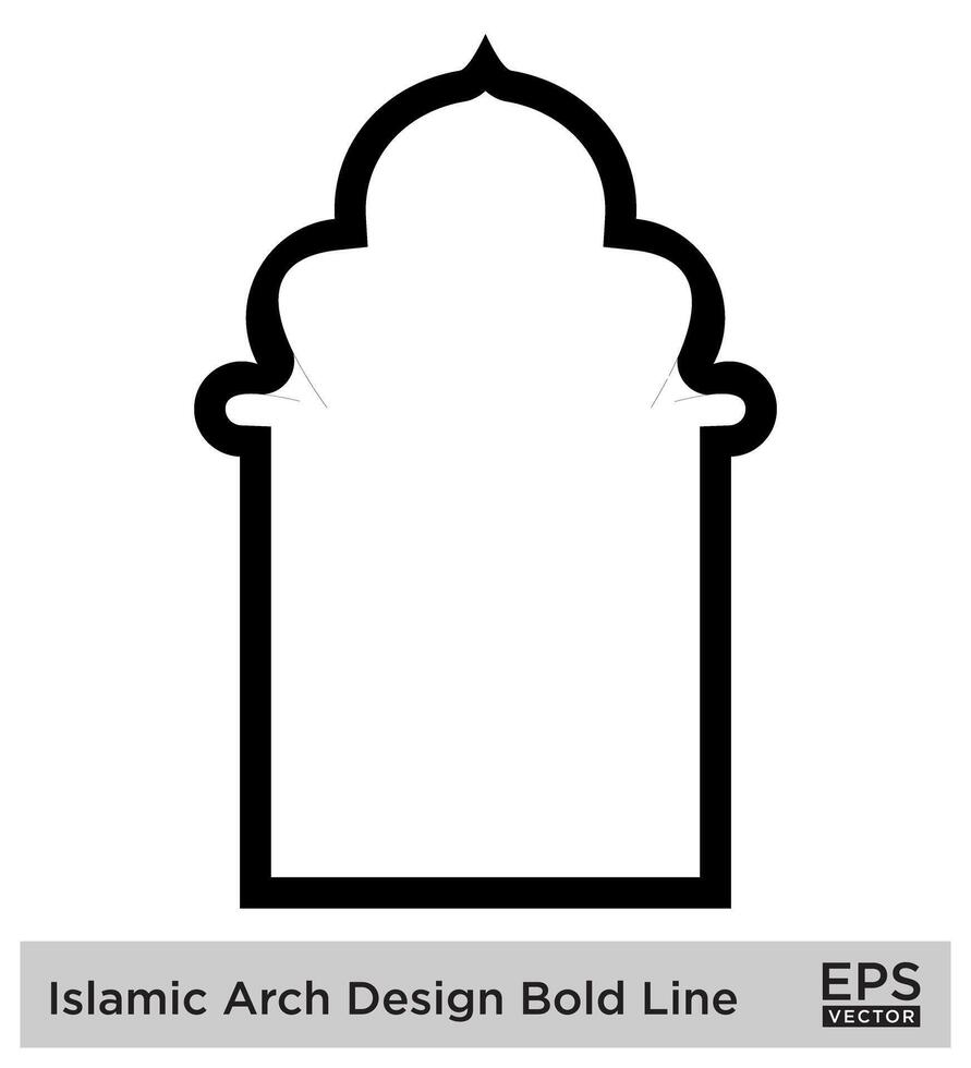 islamisch Bogen Design Fett gedruckt Linie Gliederung linear schwarz Schlaganfall Silhouetten Design Piktogramm Symbol visuell Illustration vektor