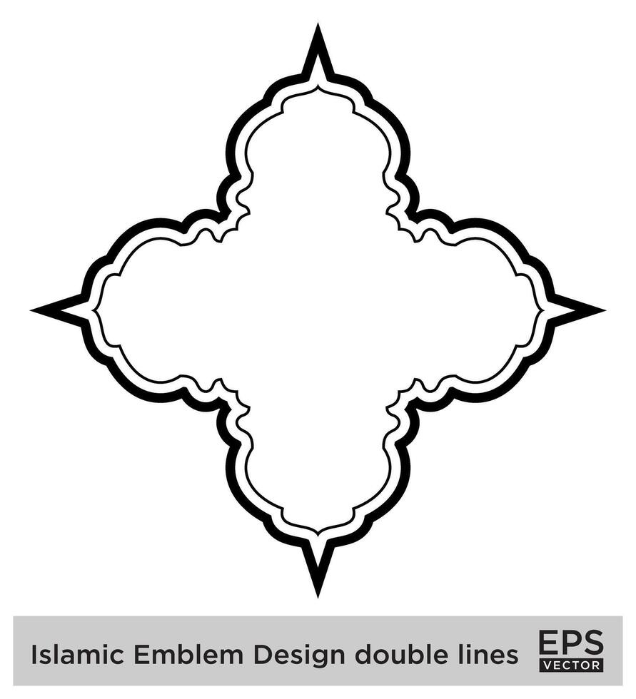 islamic amblem design dubbel- rader svart stroke silhuetter design piktogram symbol visuell illustration vektor