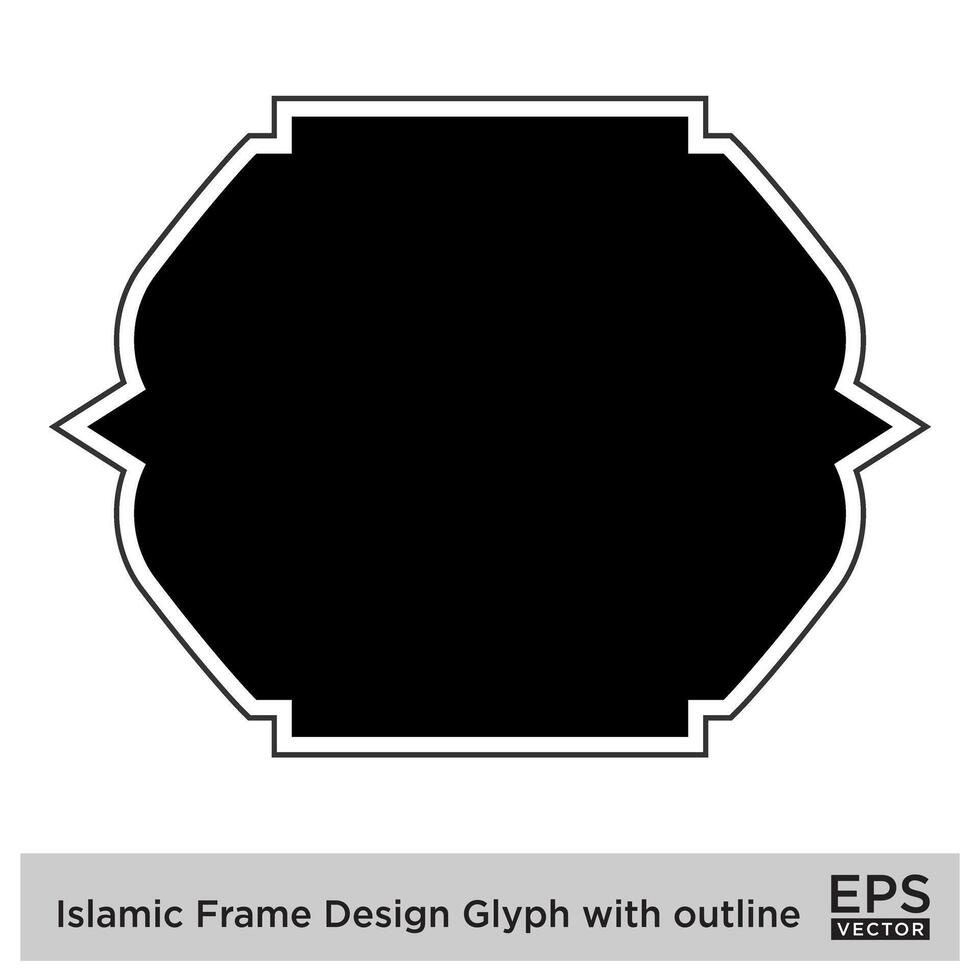 islamisch Rahmen Design Glyphe mit Gliederung schwarz gefüllt Silhouetten Design Piktogramm Symbol visuell Illustration vektor