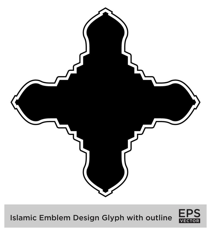 islamic amblem design glyf med översikt svart fylld silhuetter design piktogram symbol visuell illustration vektor