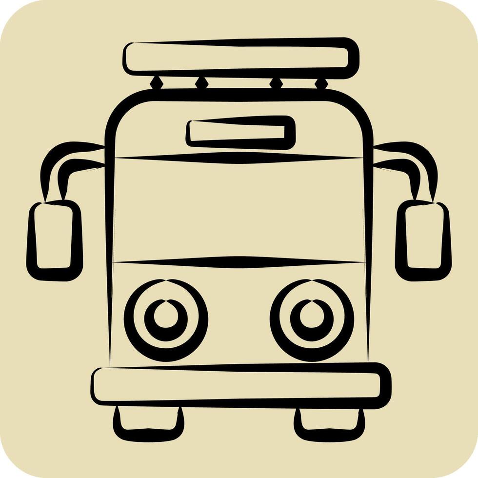 Symbol Schule Bus. verbunden zu Kindergarten Symbol. Hand gezeichnet Stil. einfach Design editierbar. einfach Illustration vektor