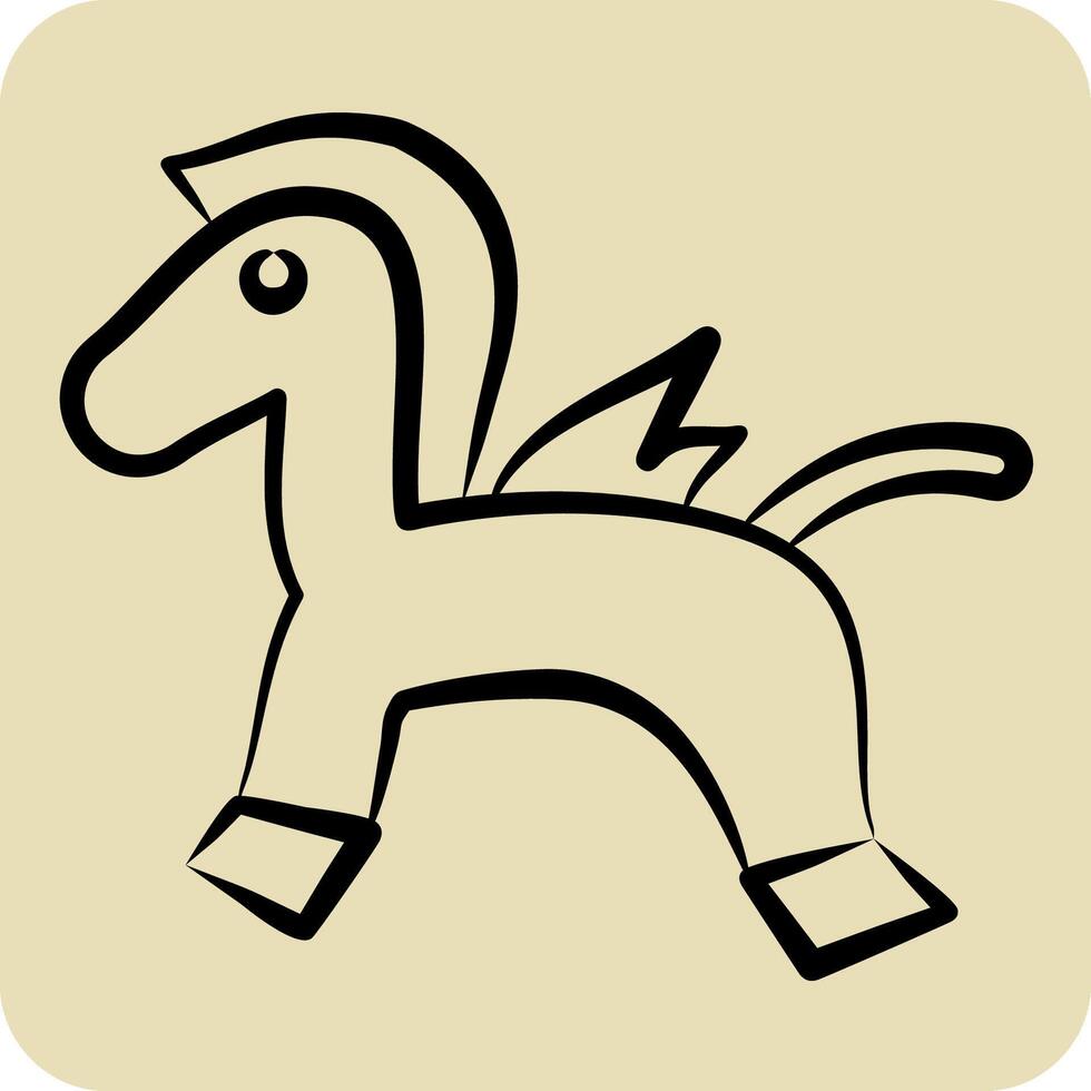 ikon gungande häst. relaterad till dagis symbol. hand dragen stil. enkel design redigerbar. enkel illustration vektor