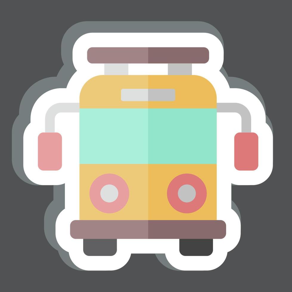 Aufkleber Schule Bus. verbunden zu Kindergarten Symbol. einfach Design editierbar. einfach Illustration vektor