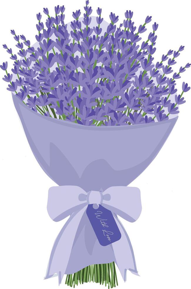 lavendel- blommor bukett med kärlek hand dragen ClipArt vektor illustration för dekorera inbjudan hälsning födelsedag fest firande bröllop kort affisch baner textil- bakgrund