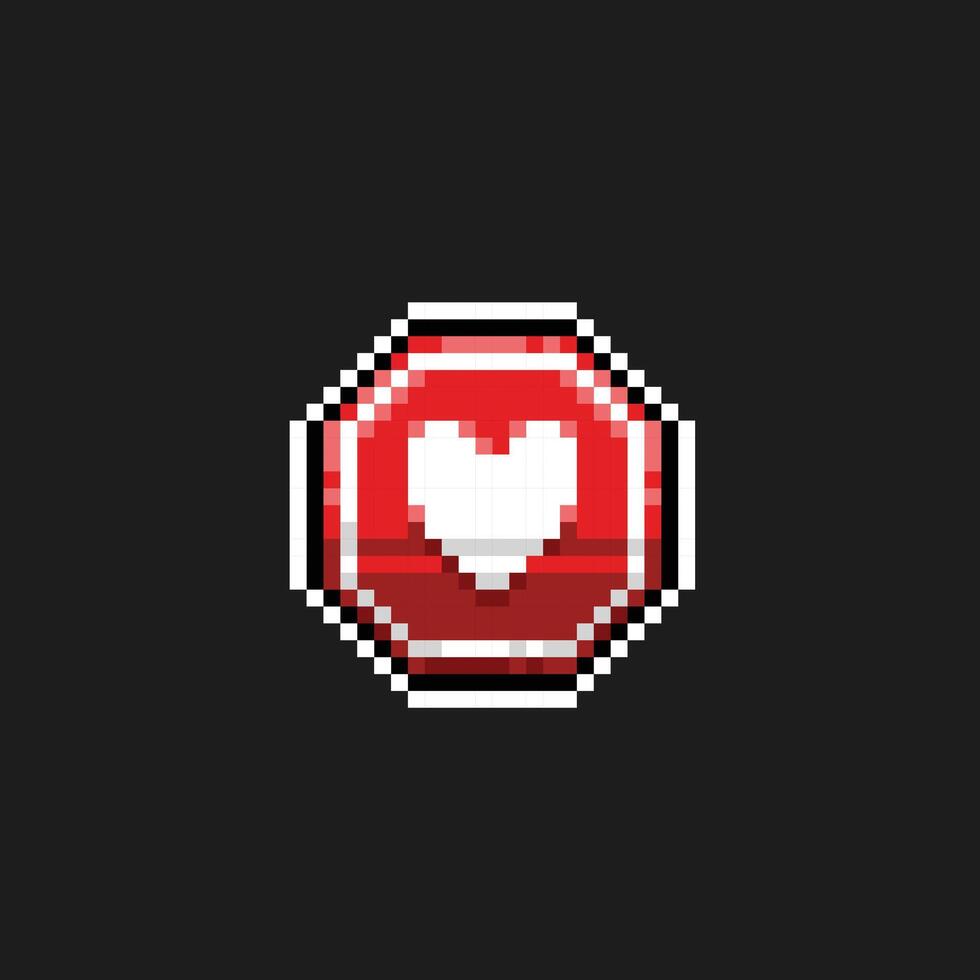 Liebe im Achteck Zeichen im Pixel Kunst Stil vektor