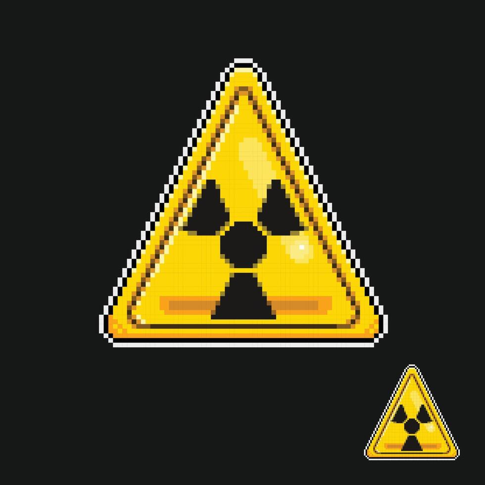 Gelb Dreieck Achtung chemisch Zeichen im Pixel Kunst Stil vektor