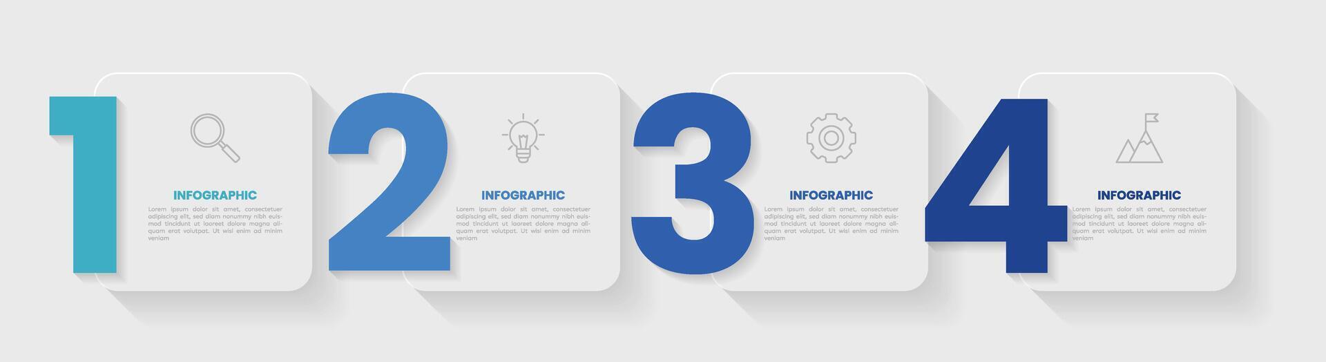 Infografik Etikette Design Vorlage mit Symbole und 4 Optionen oder Schritte. vektor