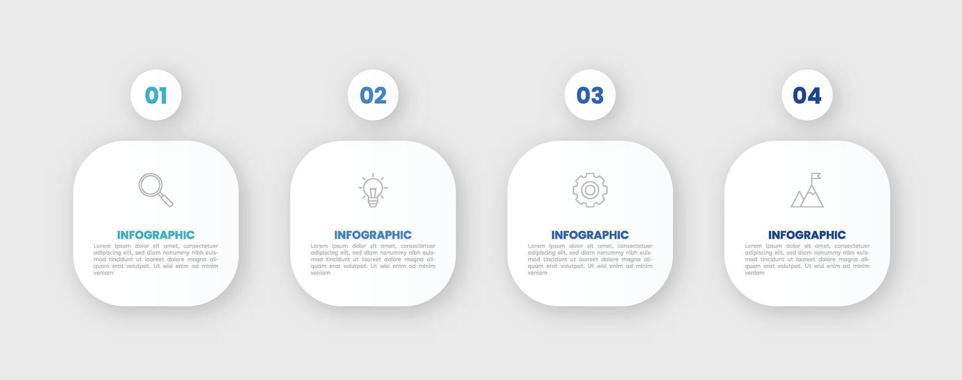 Infografik Etikette Design Vorlage mit Symbole und 4 Optionen oder Schritte. vektor
