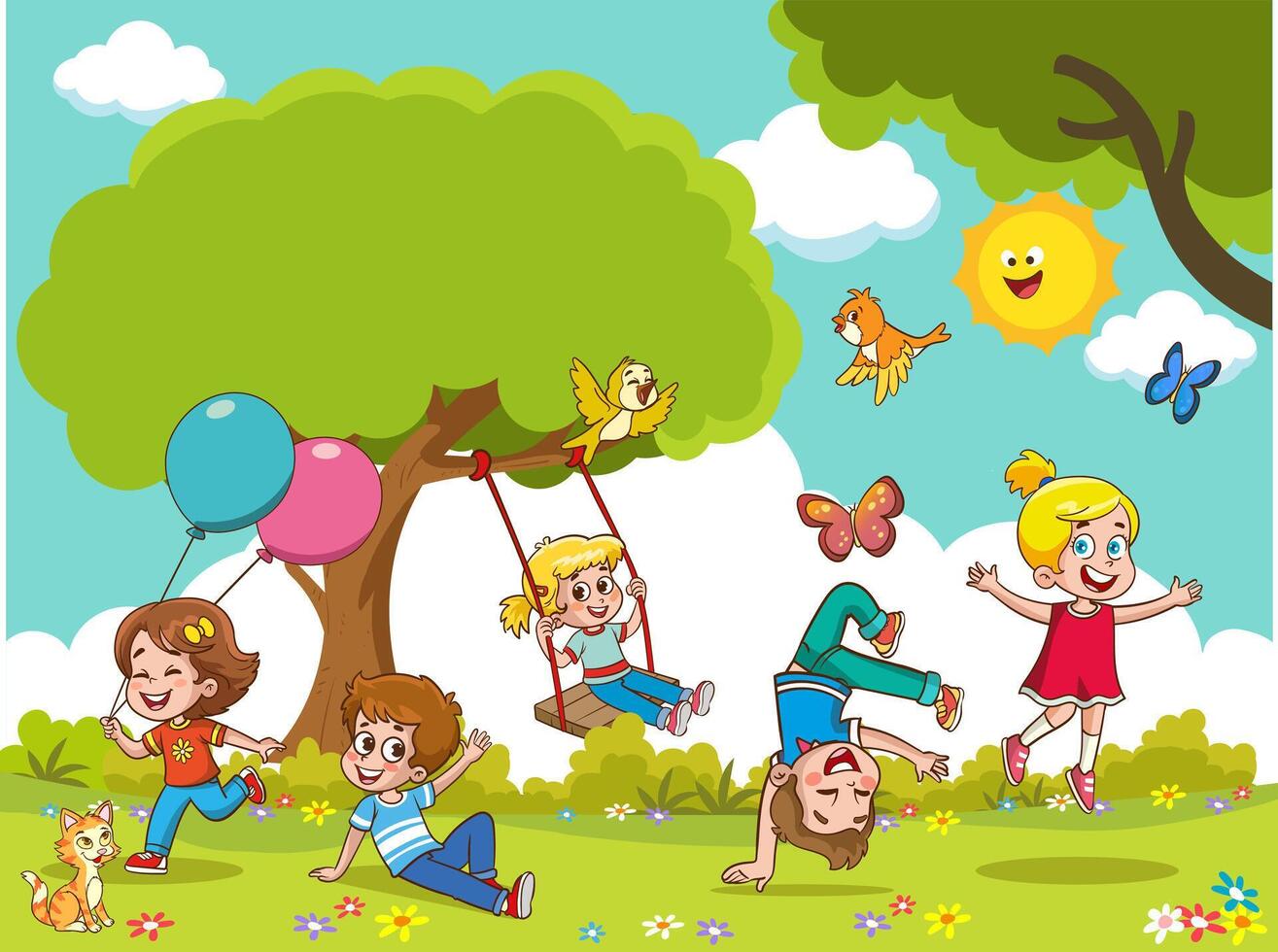 vektor illustration av Lycklig barn i de lekplats