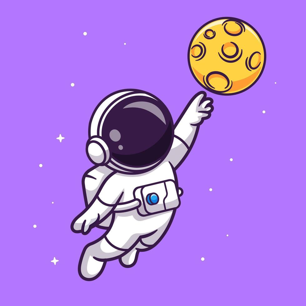 süß Astronaut fangen Mond Karikatur Vektor Symbol Illustration. Wissenschaft Technologie Symbol Konzept isoliert Prämie Vektor. eben Karikatur Stil